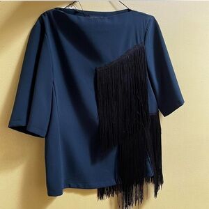 NWT Dark Green with Black Fringes Women's Top